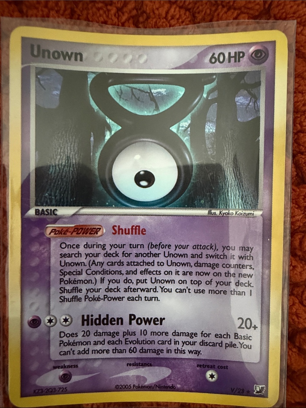 Pokemon Unown EX Unseen Forces Holo Rare #V/28 MINT